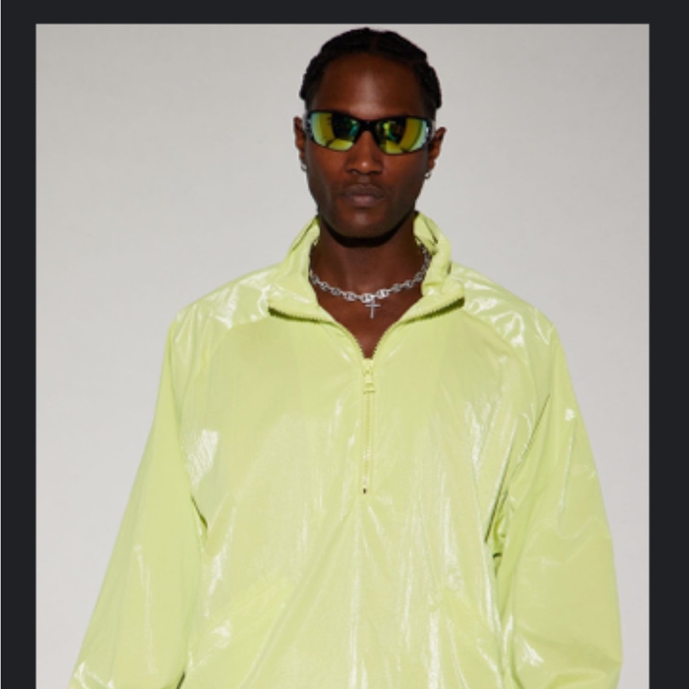 Fashion Nova Men's Bright Lime Windbreaker